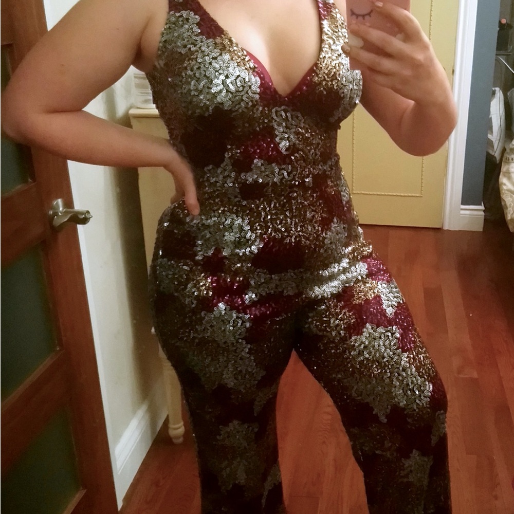 Flashy fully sequins jumpsuit by dress the population